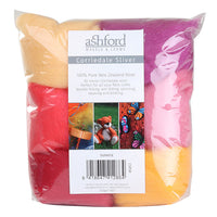 Ashford Corriedale Fibre - 100g mixed colours